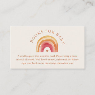 Tarjeta De Recepción Libros de terracota arcoíris boho para bebé