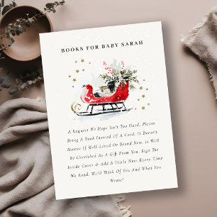 Tarjeta De Recepción Libros de Trineo de Invierno Rojo Para Baby Shower