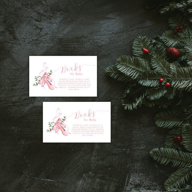 Tarjeta De Recepción Libros de Tutú de Bailarina de Invierno Rosa para  (Pink Winter Ballerina Tutu Books For Baby Shower Enclosure Card)