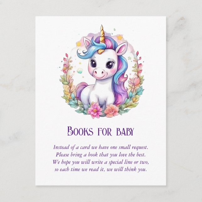 Tarjeta De Recepción Libros de unicornio para bebés (Anverso)