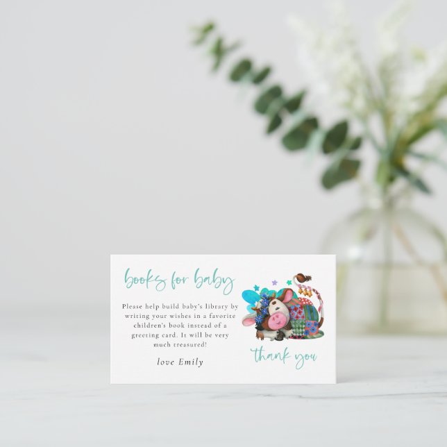Tarjeta De Recepción Libros De Vacas Durmientes Para Baby Shower (Anverso de pie)