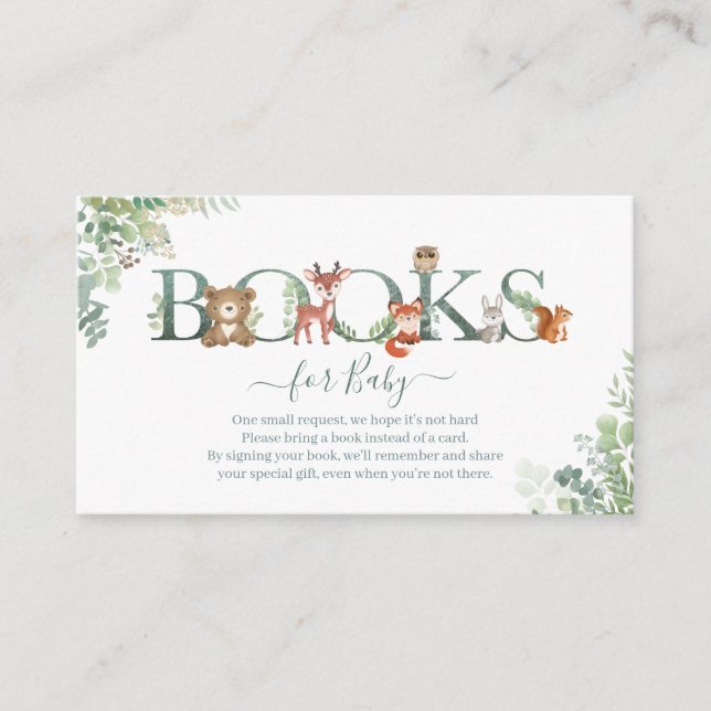 Tarjeta De Recepción Libros de vegetación de animales de bosque para Ba (Anverso)