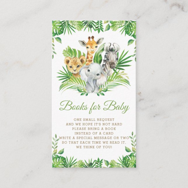 Tarjeta De Recepción Libros de vegetación de Safari Animal Selva para e (Anverso)