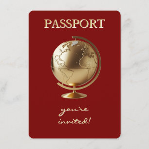 Tarjeta De Recepción Libros de viaje de pasaporte Globo de Oro para beb