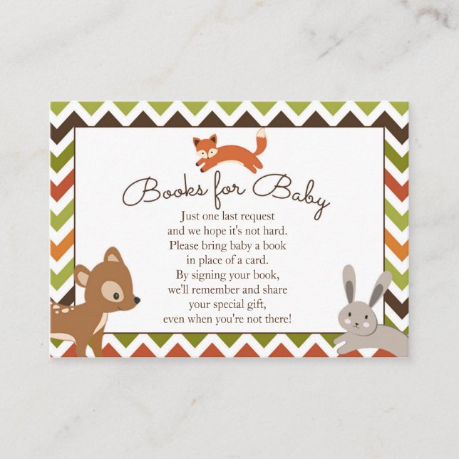 Tarjeta De Recepción Libros de Woodland para insertar bebé - Solicitud  (Anverso)