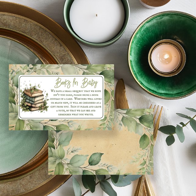 Tarjeta De Recepción Libros dejan libros de capítulo siguiente para beb (Vintage Elegance Books Leaves Baby Shower Books for Baby "Our Next Chapter Begins . . ." Collection )