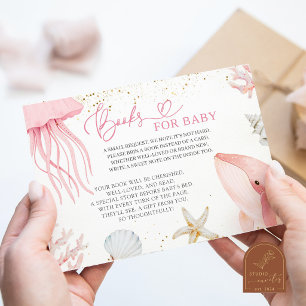 Tarjeta De Recepción Libros del Mar Rosa para Bebé