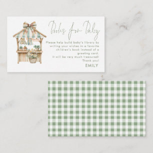 Tarjeta De Recepción Libros Del Mercado De Sage Gingham Para Baby Showe