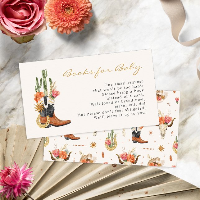 Tarjeta De Recepción Libros del Oeste para Bebés (Boho Western Books For Baby Enclosure Card by Painted Paperie
)