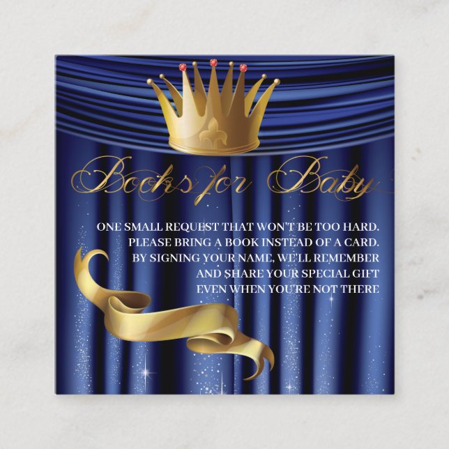 Tarjeta De Recepción Libros del Príncipe Real para el Bebé (Anverso)