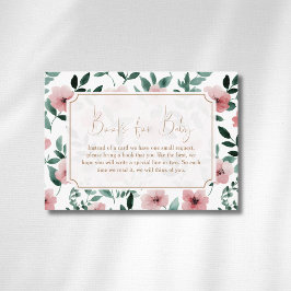 Tarjeta De Recepción Libros dorados florales verde toque romántico para