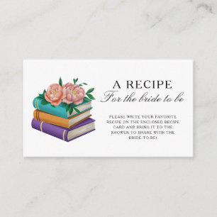 Tarjeta De Recepción Libros Ducha de Novia Receta para la futura novia