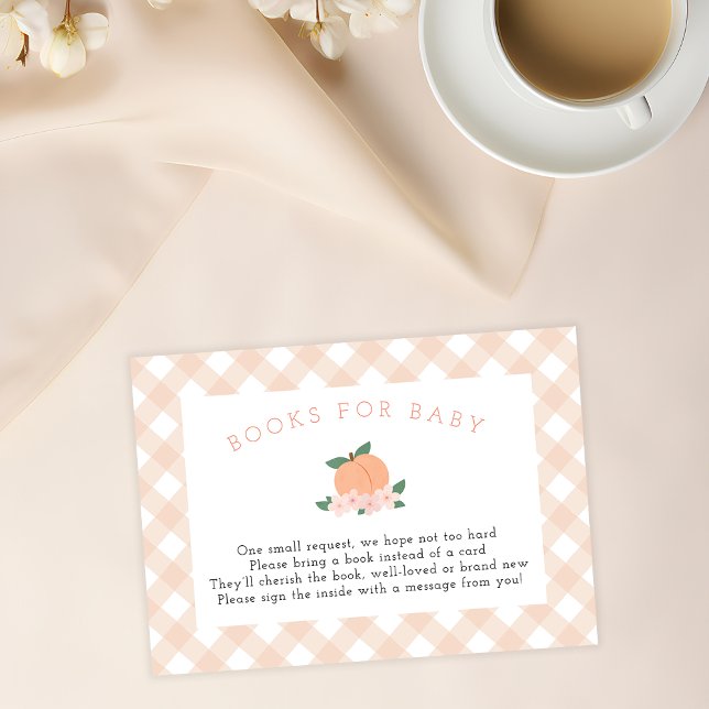 Tarjeta De Recepción Libros Dulces De Peach Para El Bebé (Books for Baby enclosure card for our Peach Baby Shower)
