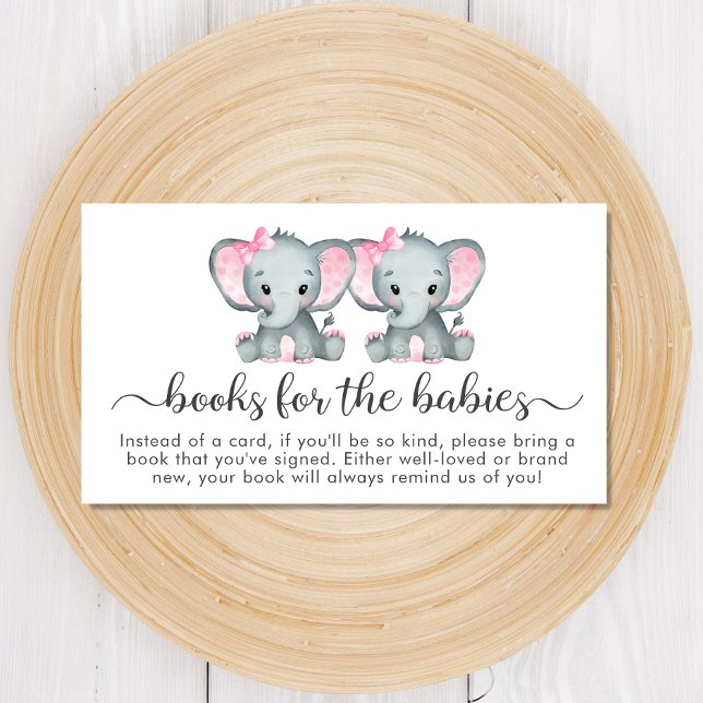 Tarjeta De Recepción Libros elefantes de Chicas gemelos para Baby Showe (Subido por el creador)