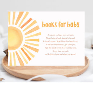Tarjeta De Recepción Libros en tonos suaves sobre el sol de Boho para e