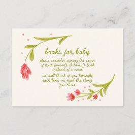 Tarjeta De Recepción Libros escritos a mano con flores para bebé