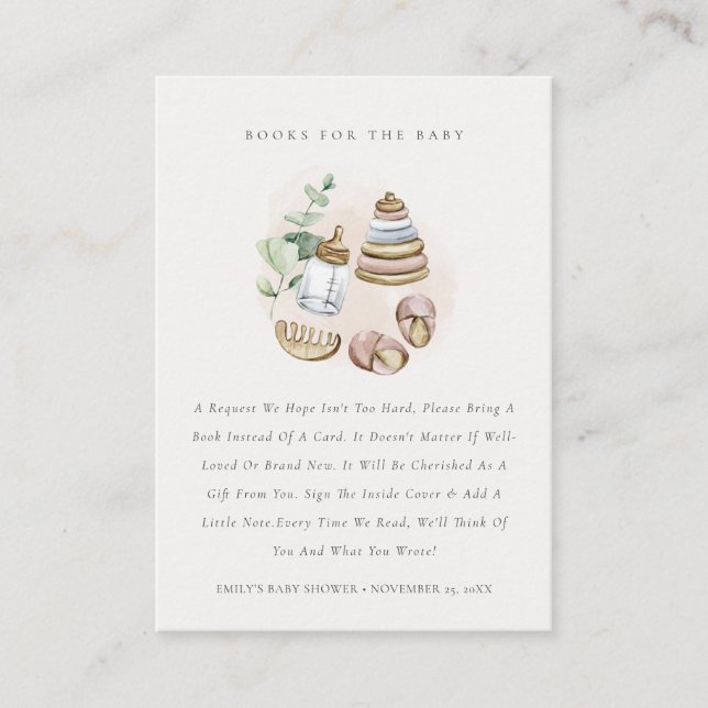 Tarjeta De Recepción Libros esenciales de guardería rosa para Baby Show (Anverso)