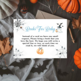 Tarjeta De Recepción Libros fantasma de Halloween azules para bebé