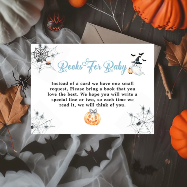 Tarjeta De Recepción Libros fantasma de Halloween azules para bebé (Subido por el creador)