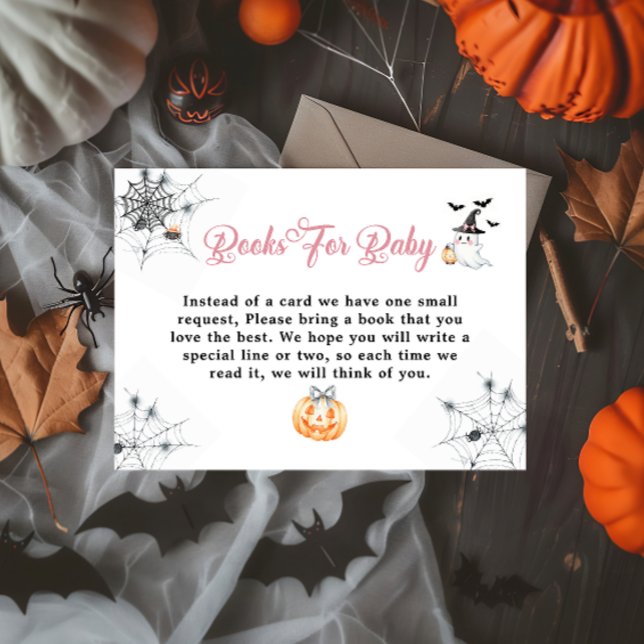 Tarjeta De Recepción Libros fantasma rosados de Halloween para bebé (Subido por el creador)