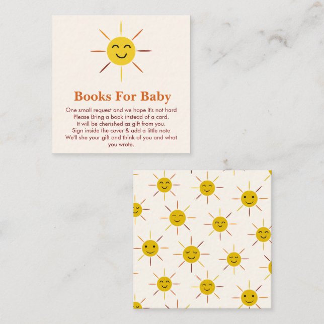 Tarjeta De Recepción Libros Felices de Sol para Fiesta de Bebé (Anverso / Reverso)