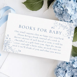 Tarjeta De Recepción Libros florales azules de Baby Shower para bebé