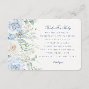 Tarjeta De Recepción Libros Florales Azules para Bebé en Hidrangea Bebé