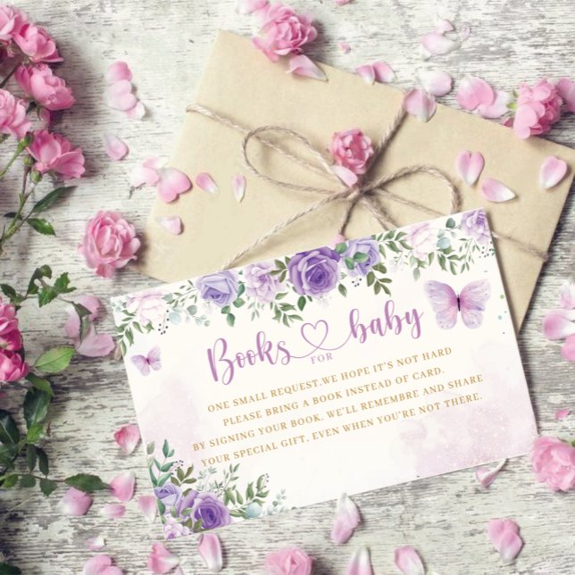 Tarjeta De Recepción Libros Florales De Acuarela Para Baby Shower Chica (Subido por el creador)
