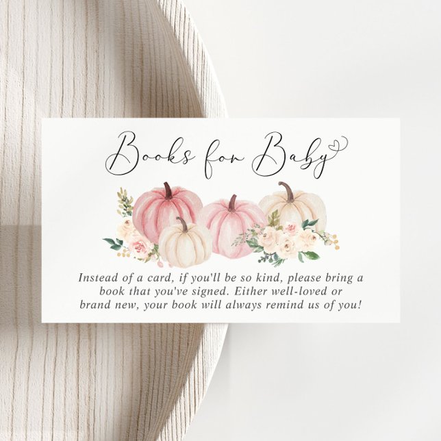 Tarjeta De Recepción Libros Florales De Calabaza Rosa Para Baby Shower (Subido por el creador)