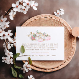 Tarjeta De Recepción Libros Florales De Calabaza Rosa Y Oro Para Bebés