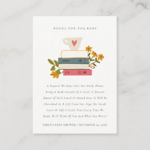 Tarjeta De Recepción Libros Florales De Cuentos Almacenados Para Baby S
