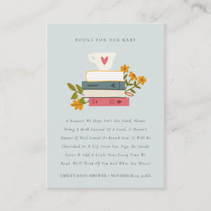 Tarjeta De Recepción Libros Florales De Cuentos Almacenados Para Baby S