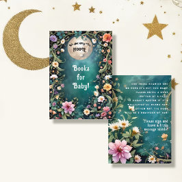 Tarjeta De Recepción Libros florales de Fiesta de té de hadas encantado