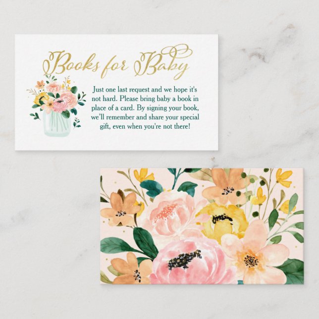 Tarjeta De Recepción Libros florales de flores silvestres para bebé (Anverso / Reverso)