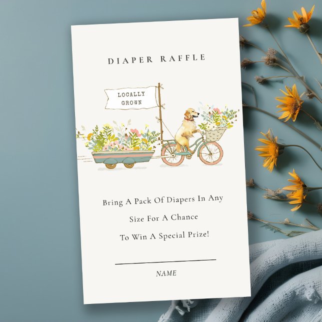 Tarjeta De Recepción Libros Florales De Golden Retriever Para Baby Show (Subido por el creador)