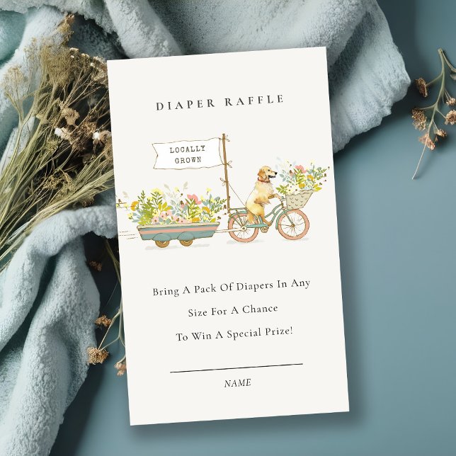 Tarjeta De Recepción Libros Florales De Golden Retriever Para Baby Show (Subido por el creador)