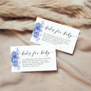 Tarjeta De Recepción Libros Florales De Porcelana Azul Para El Bebé