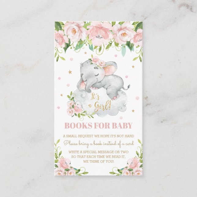 Tarjeta De Recepción Libros florales de Rubor rosados para niños (Anverso)