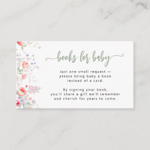 Tarjeta De Recepción Libros florales de Sage para petición de libro de