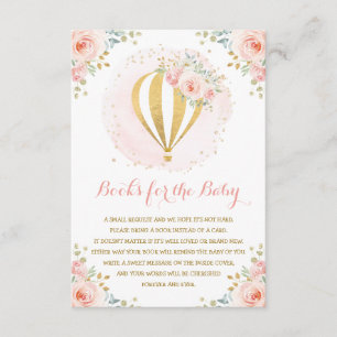 Tarjeta De Recepción Libros florales del globo del aire caliente de