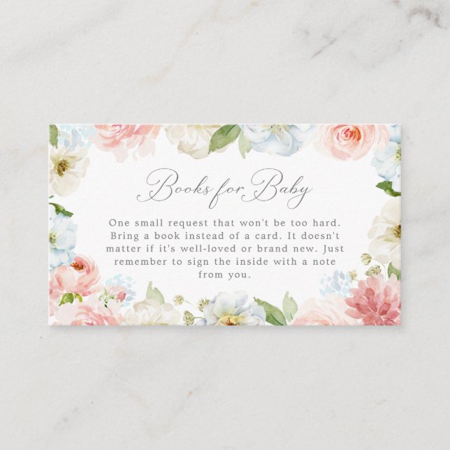 Tarjeta De Recepción Libros florales para bebés revelados por género (Anverso)