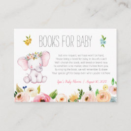 Tarjeta De Recepción Libros florales para pequeños elefantes en una bib