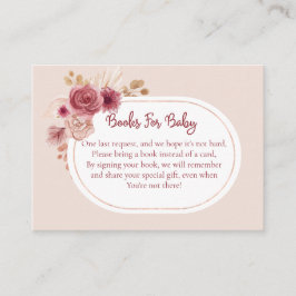 Tarjeta De Recepción Libros Florales Rosa Boho para Bebé
