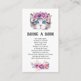 Tarjeta De Recepción Libros florales rosados de gatos gatos gatitos par