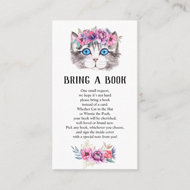 Tarjeta De Recepción Libros florales rosados de gatos gatos gatitos par (Anverso)