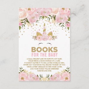 Tarjeta De Recepción Libros florales rosados del unicornio para la niña