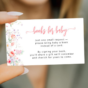 Tarjeta De Recepción Libros florales rosados para petición de libro de 
