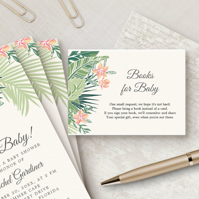 Tarjeta De Recepción Libros florales tropicales para el bebé (Subido por el creador)