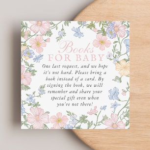 Tarjeta De Recepción Libros Florales Vintage Delicados Rosa para Bebé