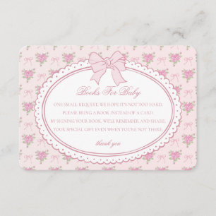 Tarjeta De Recepción Libros Florales Vintage Rosa para Insertar en Invi